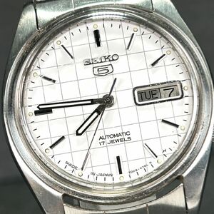 1970年代 SEIKO セイコー セイコー5 7009-821J 腕時計 自動巻き アナログ カレンダー 亀戸製 ステンレススチール ホワイト 動作確認済み