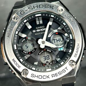 美品 CASIO カシオ G-SHOCK ジーショック G-STEEL ジースチール GST-W110-1A 腕時計 タフソーラー 電波ソーラー アナデジ 多機能 メンズ