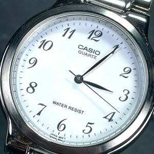 美品 CASIO カシオ コレクション MTP-1130A-7BR 腕時計 クオーツ アナログ ステンレススチール シルバー ホワイト文字盤 新品電池交換済み