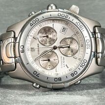 CITIZEN シチズン TITANIUM チタニウム 3510-352939 腕時計 クオーツ アナログ クロノグラフ カレンダー シルバー ホワイト文字盤 メンズ_画像4