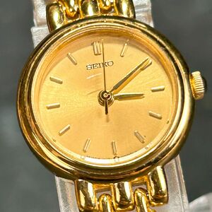 1970年代製 美品 SEIKO セイコー 1F21-0A30 腕時計 クオーツ アナログ ヴィンテージ 諏訪精工舎 フルゴールド ステンレススチール