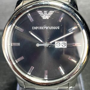 EMPORIO ARMANI エンポリオアルマーニ AR-0497 腕時計 アナログクオーツ クオーツ カレンダー 3針 メンズ 新品電池交換済み 動作確認済み