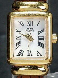 ANNE KLEIN II アンクライン 752 アナログ クォーツ 腕時計 ホワイト文字盤 ゴールド レザベルト ステンレス スモールサイズ 電池交換済み