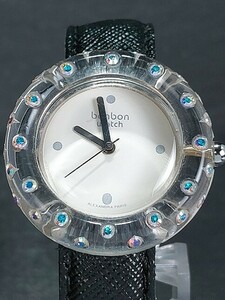 bonbon watch ボンボンウォッチ アナログ クォーツ 腕時計 ホワイト文字盤 裏スケ レザーベルト スモールサイズ 電池交換済み 動作確認済み