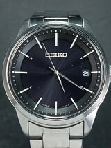 美品 SEIKO セイコーソーラー SOLAR SBTM255 メンズ アナログ 電波ソーラー 腕時計 3針 ブラック文字盤 デイトカレンダー シンプルデザイン_画像1