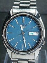SEIKO 5 セイコーファイブ SKXF07K1 アナログ 自動巻き 腕時計 ネイビーブルー文字盤 メタルベルト ステンレス カレンダー 動作確認済み_画像1