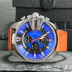 DIESEL ディーゼル 腕時計 クオーツ DZ-4319 MEGA CHIEF メガチーフ メンズ カレンダー ブルー アナログ クロノグラフ 電池交換済みの画像5