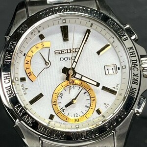  очень красивый товар SEIKO Seiko DOLCE Dolce SADA011 солнечные радиоволны наручные часы белый аналог календарь мужской SADA011 World Time 
