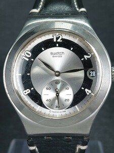 SWATCH スウォッチ IRONY アイロニー AG2006 アナログ クォーツ 腕時計 シルバー文字盤 デイト スモセコ レザーベルト 新品電池交換済み
