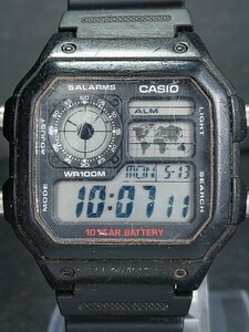 CASIO カシオ スタンダード AE-1200WH-1A メンズ デジタル 腕時計 ブラック スクエア文字盤 ラバーベルト ステンレススチール 動作確認済み