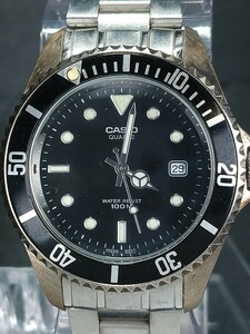 CASIO Casio Divers часы MTD-1010 мужской аналог кварц наручные часы черный циферблат Date календарь metal ремень батарейка заменена 