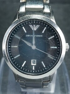 EMPRIO ARMANI Emporio Armani AR-9107L мужской аналог кварц черный циферблат Date календарь metal ремень новый товар батарейка заменена 