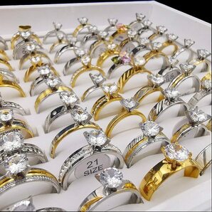 レディースファッションリング★おまとめて大量100個 指輪 キュービックジルコニアダイヤモンド アクセサリー ジュエリー まとめ売り Nb8-の画像5