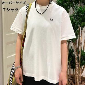 新品未使用　FRED PERRY × Ray BEAMS / 別注 オーバーサイズ Tシャツ　ホワイト　即日発送