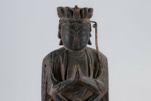 [ Buddhism fine art ] tree structure 10 one surface thousand hand . sound . image Edo era E577.. antique old . Buddhist image . stone charge . tea utensils 