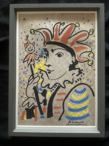 貴重肉筆！パブロ ピカソ Picasso「カーニバル」1926年 ミックスメディア 額装 オルセ美術館作品票 ピカソ博覧会公式印有り