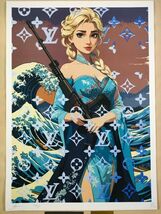 #014 DEATH NYC 世界限定ポスター 現代アート ポップアート ディズニー アナと雪の女王 エルサ 浮世絵 葛飾北斎 神奈川沖浪裏 波_画像2