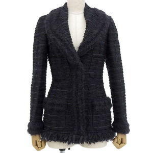 * unused * Jean bati start valiGiAMBATTiSTA VALLi GBV tweed jacket black size 38 lady's [285872]