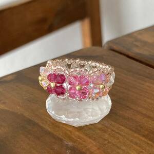 15-17 number beads ring ring . flower 4 piece . race manner. ring pink series 