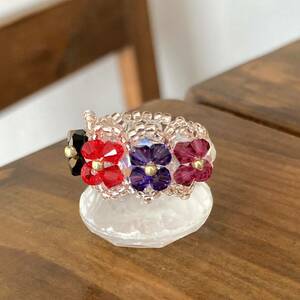 11-13 number beads ring ring . flower 4 piece . race manner. ring red × purple series 