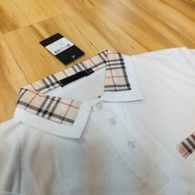 半袖ポロシャツ メンズ 胸囲～約98cm 白 襟そでデザイン 未使用新品 送料無料_画像1