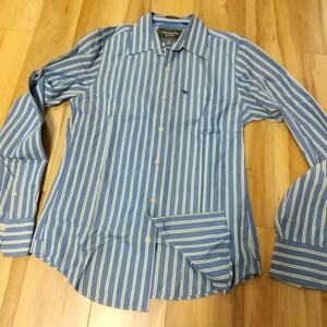 アバクロドレスシャツ 胸囲約94cm 長袖 ブルー系ストライプ Abercrombie & Fitch