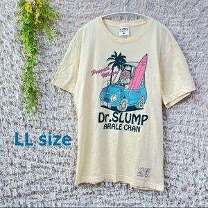 LL XL Dr.スランプアラレちゃん　鳥山明　Tシャツ　ヤシの木　サーフボード アラレちゃん　Dr.スランプ　ペンギン村