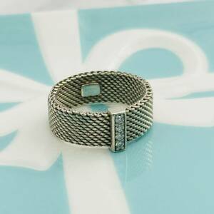 Tiffany ティファニーリング 指輪 シルバー 4連　ダイヤ　メッシュ風　シルバー925