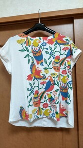 graniphglanif colorful bird san fully blouse cut and sewn F