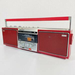 【ジャンク】ソニーラジカセCFS-F11 SONY ソニー　ステレオカセットコーダー ラジオ　カセット AM/FM レッド　赤 昭和レトロ 当時物