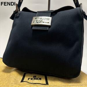 521【極美品】1円〜　フェンディ　FENDI　マンマバケット　マーブル　デニム　キャンバス　ワンショルダーバッグ　ハンド　ポーチ