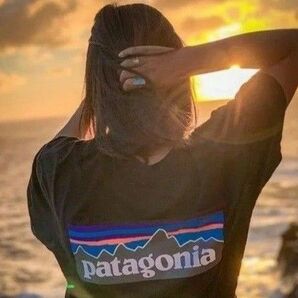 正規 美品★patagonia パタゴニア バックプリントTシャツ ブラック 半袖 日本サイズ Ｍ