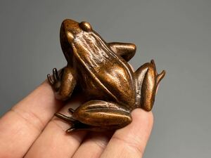 古美術 銅製 蛙 香道具 文房具 アンティーク 美品 茶道具 置物 小型 趣味