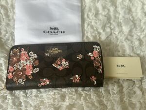 190 新品 COACH コーチ 長財布 花柄 ラウンドファスナー F31572