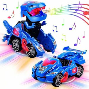 恐竜 変形ロボット 車 おもちゃ 変形 変身 LED 光音付き おもちゃの車を歌う 子供のおもちゃ 一体型 自動変形 ライト音楽