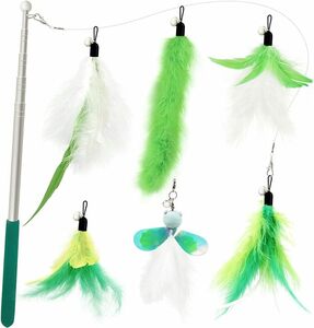 SONGWAY cat toy ...... feather insect soft green series feather strong fishing rod attaching 