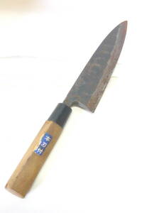 ▲(R602-D101)包丁 播州武介作 安来鋼 炭打　刃渡り約17.5cm 和包丁