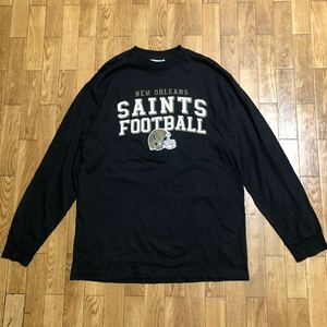 Reebok New Orleans Saints NFL ロンT 長袖 Tシャツ 黒 Mサイズ 古着 セインツ