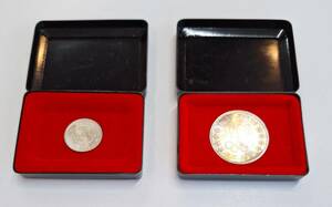 Showa era 39 year Tokyo Olympic memory 1000 jpy silver coin 100 jpy silver coin set 1964 year Tokyo . wheel thousand jpy silver coin 100 jpy silver coin commemorative coin case attaching 