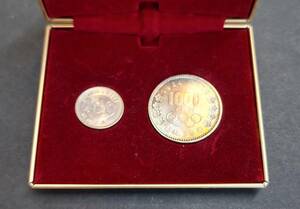 1964 year Tokyo Olympic memory 1000 jpy silver coin 100 jpy silver coin set Showa era 39 year Tokyo . wheel thousand jpy silver coin 100 jpy silver coin commemorative coin case attaching 