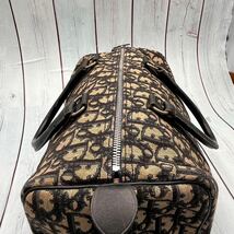 【美品】Christian Dior クリスチャンディオール トロッター ミニボストンバッグ ハンドバッグ 旅行鞄 キャンバス レザー 本革 ネイビー_画像9