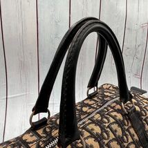 【美品】Christian Dior クリスチャンディオール トロッター ミニボストンバッグ ハンドバッグ 旅行鞄 キャンバス レザー 本革 ネイビー_画像7