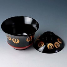 【古美味】塗師 辻石斎 鶴丸小吸物椀 五客 茶道具 保証品 g5KJ_画像3