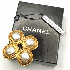 1円 美品 CHANEL シャネル ロゴ ヴィンテージ パール ブローチ ゴールド a3441の画像1