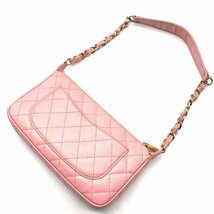 1円 良品 CHANEL シャネル ココマーク マトラッセ キャビアスキン ワン ショルダー バッグ ピンク a3424_画像2