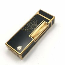 1円 良品 Dunhill ダンヒル ガスライター 漆 金箔 ブラック ゴールド 煙草グッズ 喫煙具 着火良好 a3605_画像3