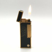 1円 良品 Dunhill ダンヒル ガスライター 漆 金箔 ブラック ゴールド 煙草グッズ 喫煙具 着火良好 a3605_画像1