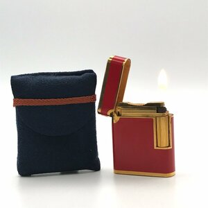 1 jpy super-beauty goods S.T.Dupont Dupont gas lighter s blur ni Rucker red Gold put on fire excellent a1953