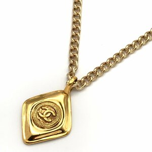 1 jpy beautiful goods CHANEL Chanel here Mark .. shape Vintage chain necklace Gold a3557