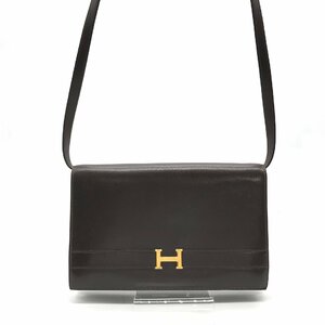 HERMES エルメス ボックスカーフ アニー 2WAY ショルダー バッグ ブラウン マルF 刻印 外観良品 a992